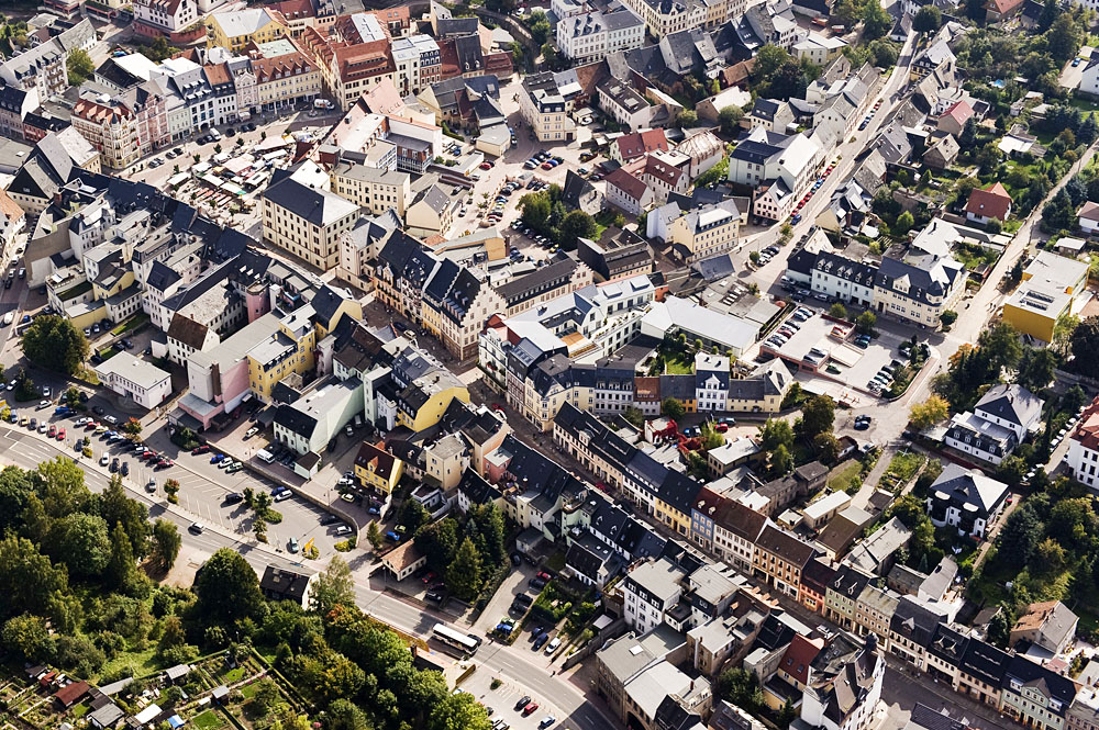 Schrägluftbild: Rochlitzer Straße bis Markt