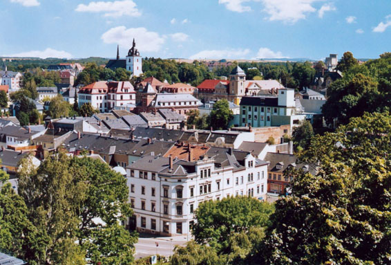 Blick von oben auf die Stadt Mittweida