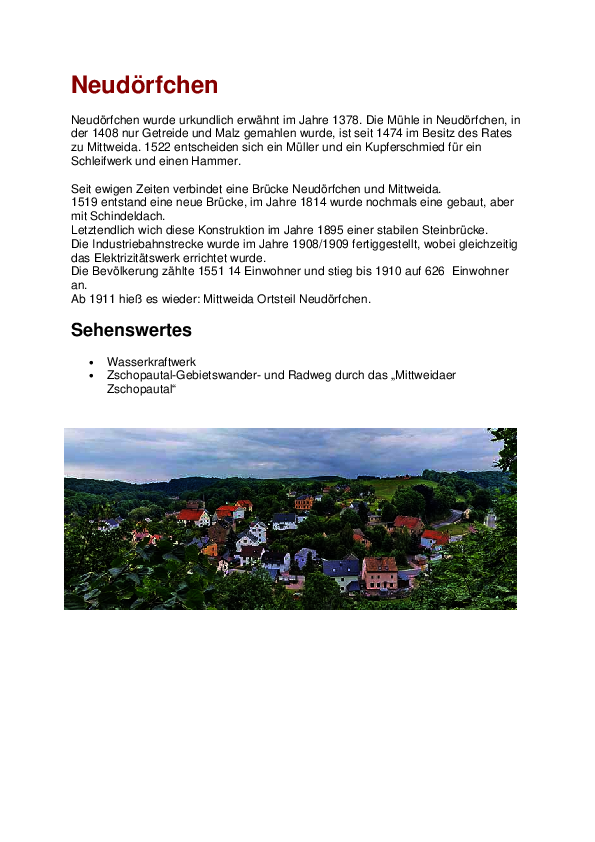 Stadt Mittweida Ortsteile